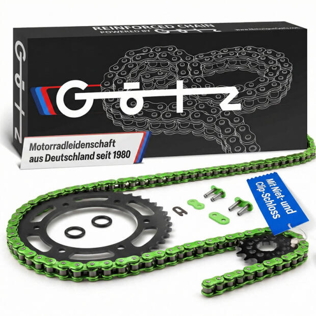 Chain and Sprocket X-ring green kit for Kawasaki KFX 400 / KSF 400 F