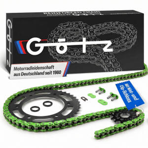 Chain and Sprocket X-ring green kit for Kawasaki KFX 400...