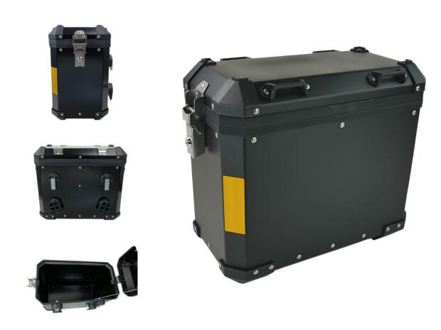 Koffer Tourenkoffer Seitenkoffer Aluminium 38Liter schwarz vormontiert B-Ware