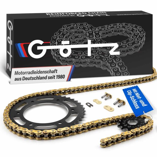 Chain sprocket kit for Suzuki DR 600 S 85-89 SN41A X-Ring gold t.15/42