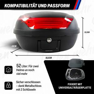 Topcase für BMW top Case XXL mit 52Liter 2x Helme...