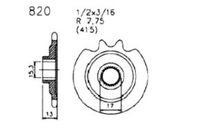 Front sprocket t.14 Zundapp CS 25 CS 50 Hai 50 4 speed
