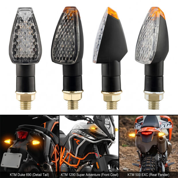 4x LED Mini Turn Signals for KTM Duke, Adventure, RC, EXC E-Mark