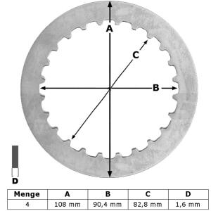 Stahllamellen 4-er Set SMC Barossa Rex Kreidler Sachs Seikel Derbi 150 - 170 - 200