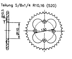 Herkules Adly Her Chee Hurrican 500S sprocket t.38