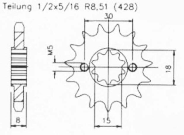 Front Sprocket 14 Teath Aprilia 50 Red Rose Classic / RS 50 Extrema (AM345) / 80 Red Rose Classic / RS 80 Extrema