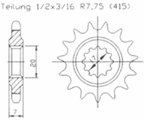 Front Sprocket 13 Teath Aprilia 50 Red Rose Classic / RS 50 Extrema 6V / RS 50 / 50 RX 6V