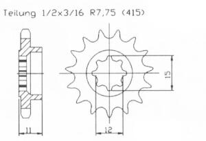Aprilia 50 AF-1 P. 108 Replica 88-91 front sprocket 12 teeth