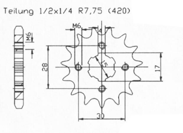 Ritzel vorne 14 Zähne für Honda MTX 50 82-85