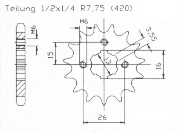 Yamaha 50 DT MX 81-87 Ritzel vorne 11 Zähne