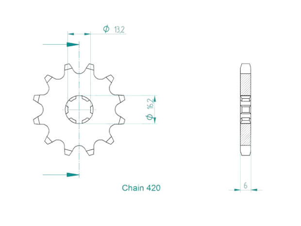 Yamaha 50 DT MX-II Norway88 - Ritzel vorne 11 Zähne