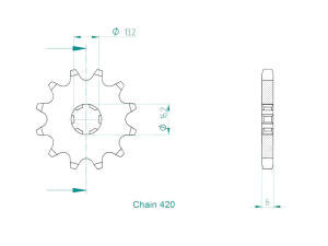 Yamaha 50 DT MX-II Norway88 - Ritzel vorne 11 Zähne