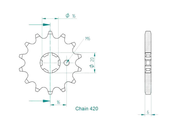 Yamaha TT-R 90 M/N/P/R/S/T/V/W 01-07 Ritzel vorne 14 Zähne
