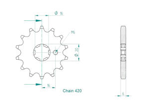Yamaha TT-R 90 M/N/P/R/S/T/V/W 01-07 Ritzel vorne 14...