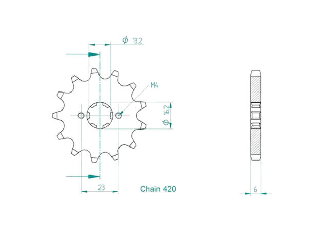 Yamaha 80 RX SE Germany 1982 front sprocket 13 teeth