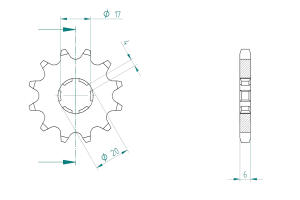 Suzuki 50 APX Auto 85-89 Ritzel vorne 12 Zähne