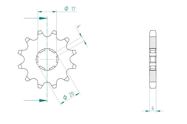 Suzuki 50 ZR SL GT Chopper France Ritzel vorne 12 Zähne