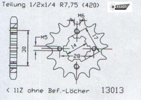 Honda 50 ST J,K Dax88-89 Ritzel vorne 14 Zähne