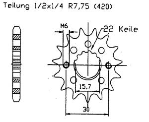 Honda 70 CRF F USA04-09 Ritzel vorne 15 Zähne
