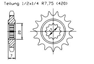 Peugeot XP 6  front sprocket 12 teeth