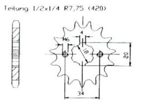Eton 50 TXL-99 Ritzel vorne 19 Zähne