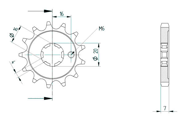 Kawasaki 80 KX Y1,-Y3, Big Wheel chain 42898-00 Ritzel vorne 13 Zähne