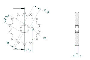 Suzuki 80 RM T/X USA 80-81 front sprocket 14 teeth