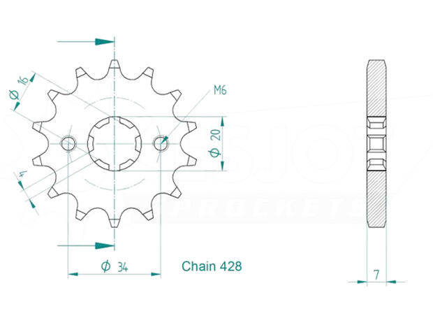 Yamaha YZ 80 E/F/G/H/J/K/L/M/N USA93-01 Ritzel vorne 14 Zähne