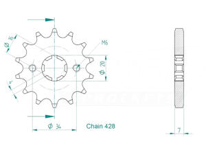 Yamaha YZ 80 E/F/G/H/J/K/L/M/N USA93-01 Ritzel vorne 14 Zähne