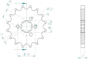 Kawasaki 125 KDX SR90-99 Ritzel vorne 15 Zähne