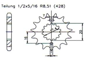 Yamaha 125 DTR (DT125R)90-03 Ritzel vorne 16 Zähne