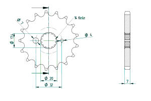 Yamaha 125 DTR (DT125R) France92-94 Ritzel vorne 17...