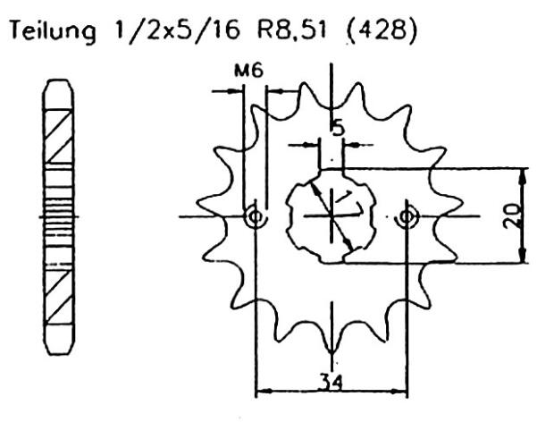 Ritzel Honda CBR 125 R 04-09 vorne 15 Zähne