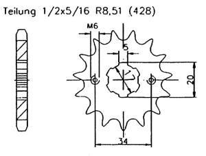 Honda CBR 125 R 04-09 front sprocket 15 teeth