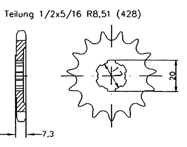 MZ 251 Saxon Tour70-89 Ritzel vorne 16 Zähne