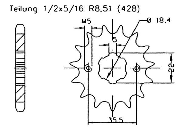 Yamaha 200 TW G/H/J/K/L/M/N/P/R/S/T/V Trailway95-06 Ritzel vorne 14 Zähne