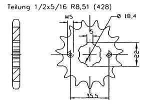 Yamaha 200 TW G/H/J/K/L/M/N/P/R/S/T/V Trailway95-06 Ritzel vorne 14 Zähne