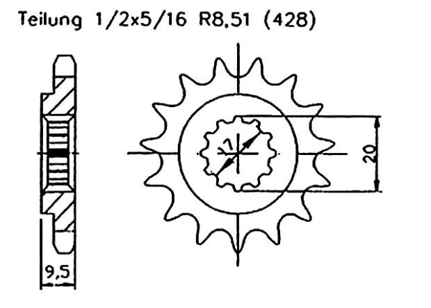 für KTM 85 SX small wheels03-10 Ritzel vorne 14 Zähne