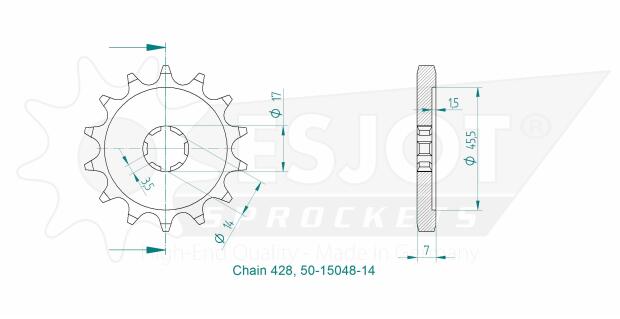 Kawasaki 100 KZR Indonesia  front sprocket 14 teeth