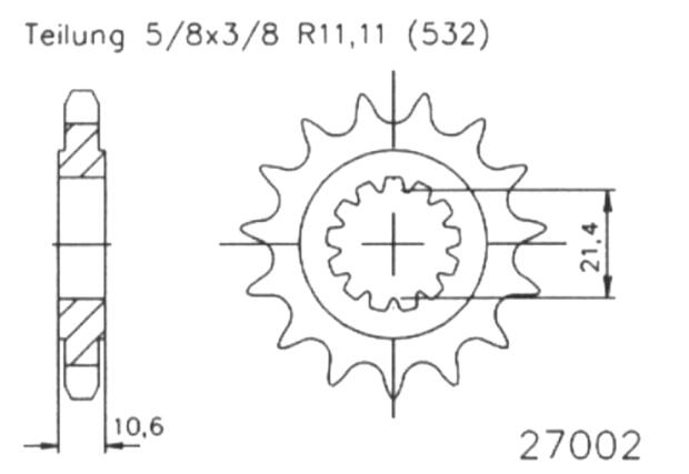 Yamaha 750 YZF R / RC - F-H USA 94-97 front sprocket 16 teeth