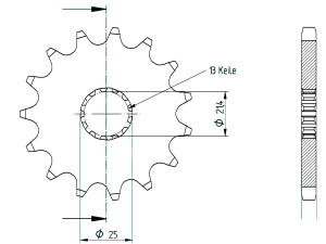 Suzuki 650 GSF K7,K8,K9,L0 Bandit07-11 Ritzel vorne 15 Zähne