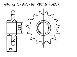 Ritzel vorne 16 Zähne für Aprilia 1000 Futura RST 01-04