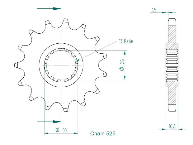 Yamaha 900 TDM ABS 1B0 05-09 front sprocket 16 teeth