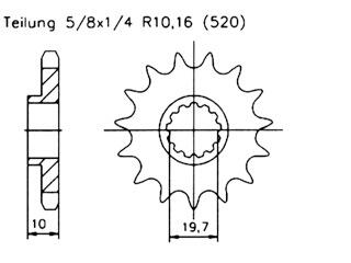 Aprilia 750 Shiver 07-11 Ritzel vorne 16 Zähne