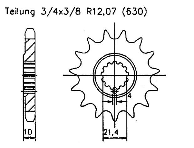 Kawasaki 1000 KZ C3/ C4 Police USA80-81 Ritzel vorne 15 Zähne