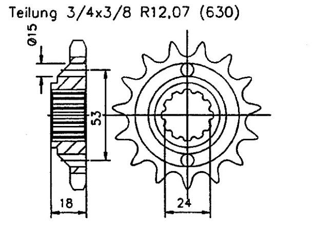 Kawasaki 1100 GPZ A1-A3 (ZX) Unitrack83-85 Ritzel vorne 15 Zähne