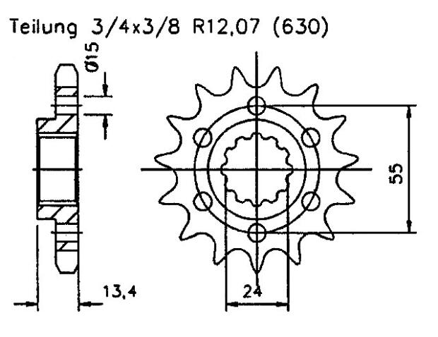 Kawasaki 1000 KZ R1-R2 (Replica) USA 82-83 front sprocket 15 teeth