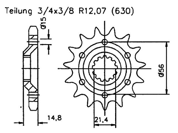Kawasaki 750 GPZ (ZX750A1-A5) Unitrack 83-89 front sprocket 15 teeth