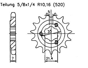 Suzuki 650 DR RSE-L,M,N,P,R,S SP43/44B 90-95 front sprocket 16 teeth