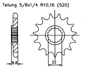 für KTM 125 GS92-94 Ritzel vorne 13 Zähne